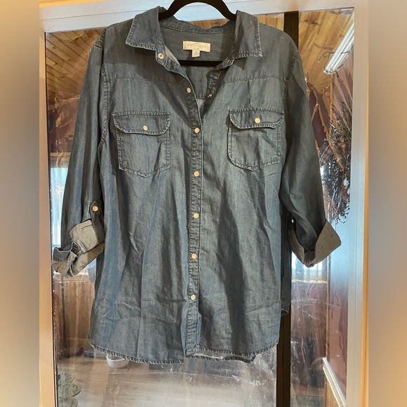 Boutique Plus, Woman’s Denim Button Down Shirt, Sz OX - Picture 1 of 7